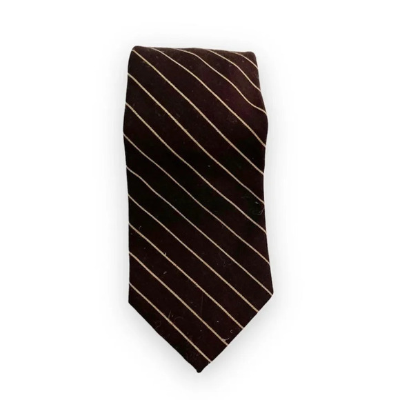 Brooks Brothers Brown‎ Wool Blend Tie Striped Winter Workwear Office Preppy Work - Picture 1 of 8